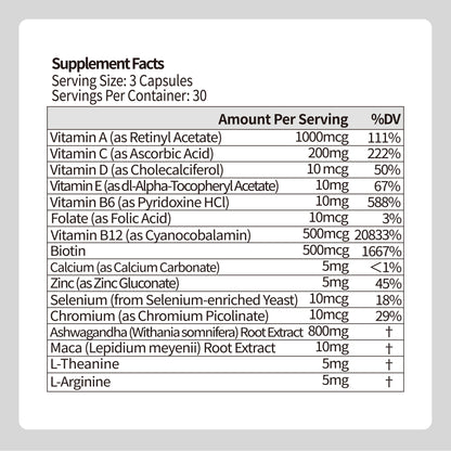 TJIKKO Men’s Vitality Complex – Ashwagandha 800mg, Vitamin B Complex, Maca, L-Theanine – Energy, Stress Support, Testosterone Support, Mood & Focus – 90 Capsules, 30 Day Supply (multivitamin for man)